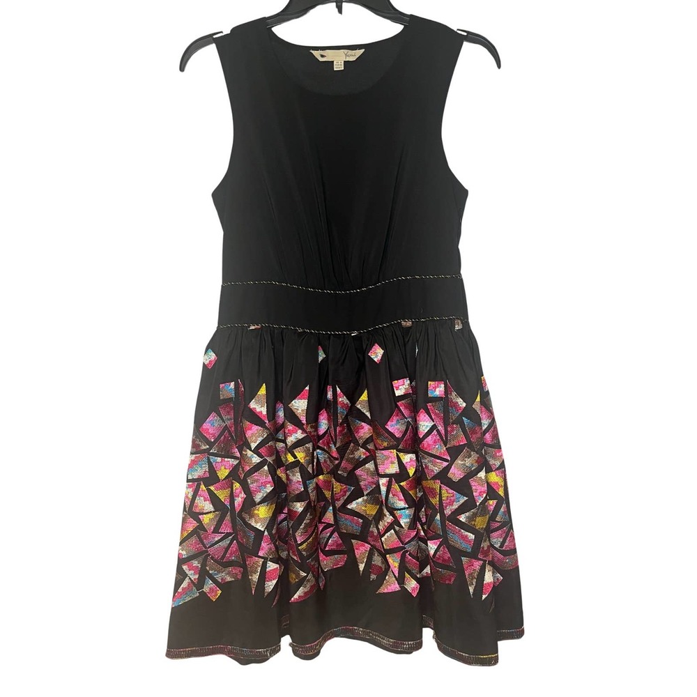 Yumi Dress from‎ ModCloth Black Sleeveless Party Dress Colorful Embroidered XS